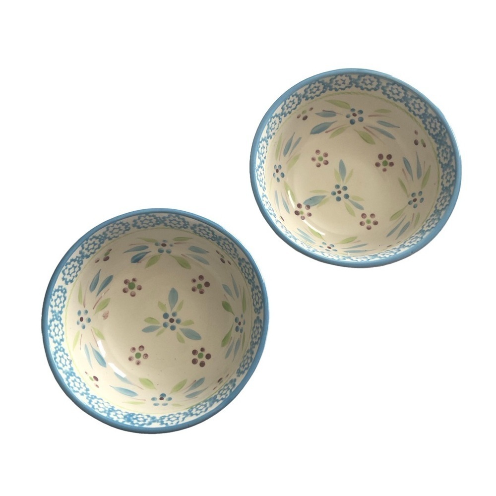 Temp-tations Old World Turquoise Blue set of 2 soup cereal bowls. 16 ounce